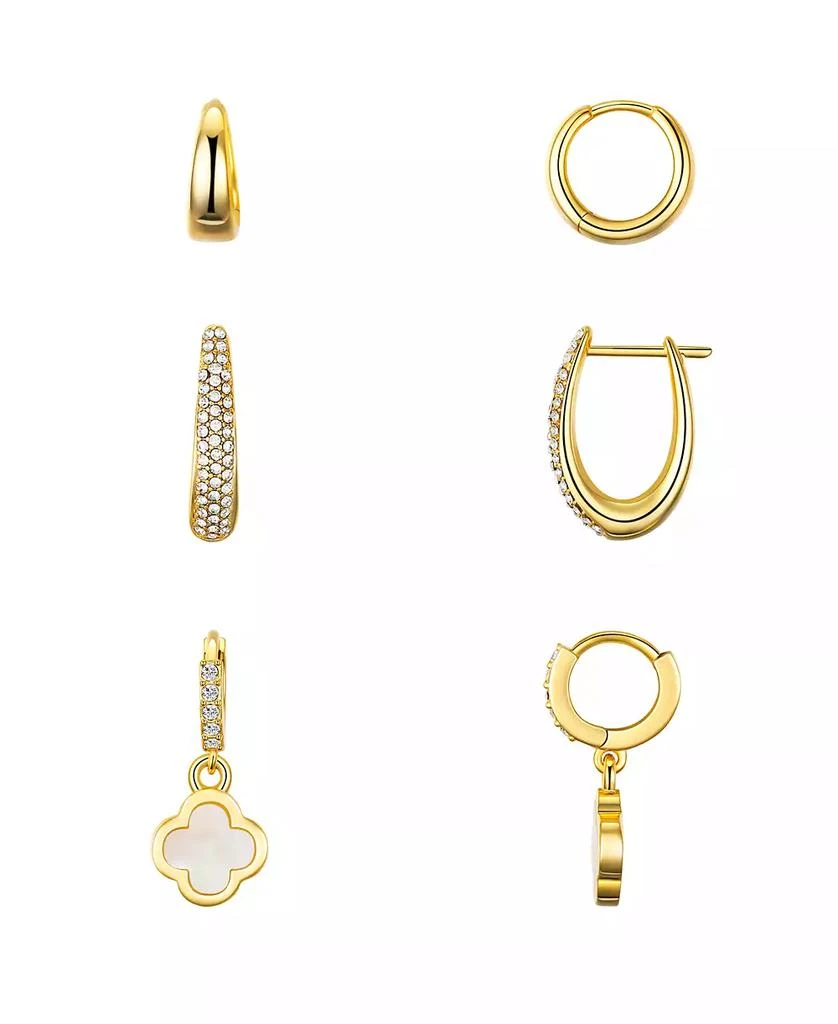 Unwritten Crystal and Mother of Pearl Hoop Earring Trio Set 1