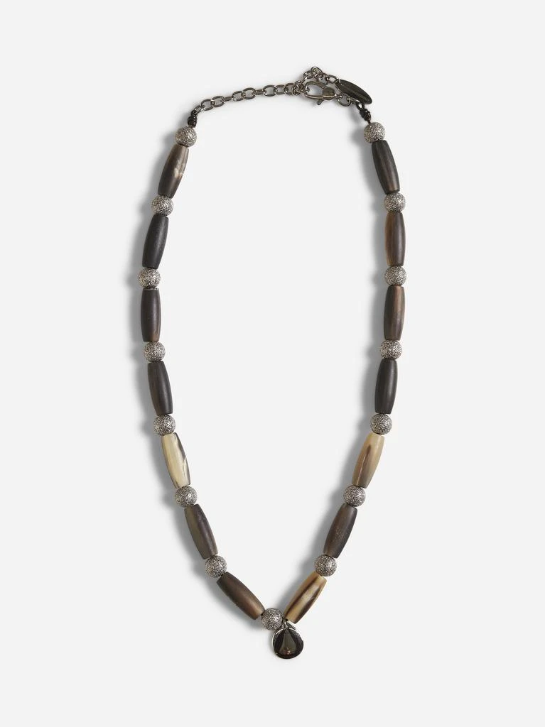 Brunello Cucinelli Horn necklace with silver beads 1