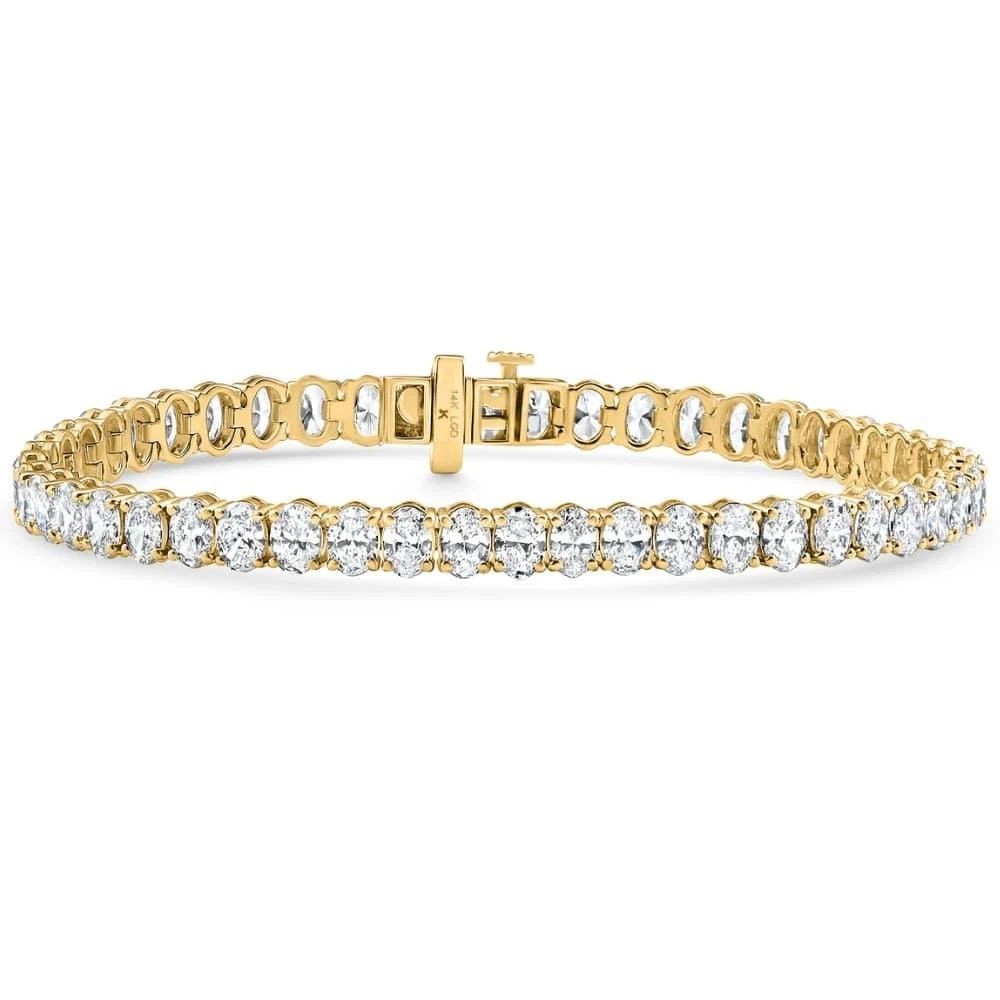 Pompeii3 10Ct Oval Cut Diamond Tennis Bracelet 7" 14k Yellow Gold Lab Grown Size: Medium 2