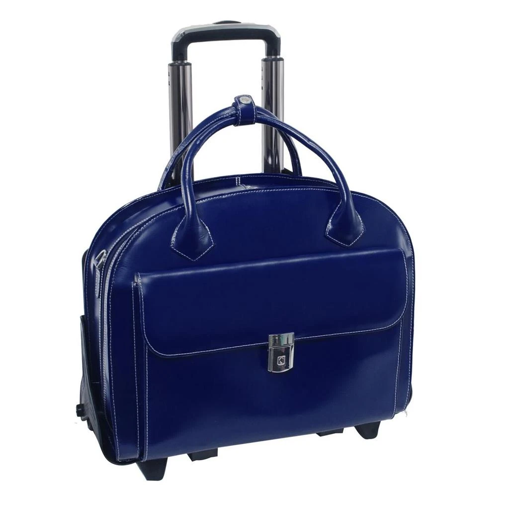 McKleinUSA Mcklein USA 94367 Glen Ellyn W Series Leather Detachable-Wheeled Ladies Case with Removable Sleeve - Navy