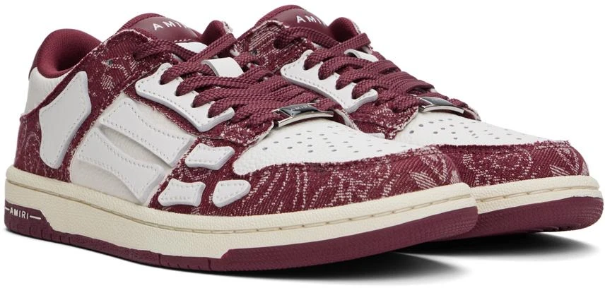 AMIRI White & Burgundy Bandana Denim Skel Top Low Sneakers 4