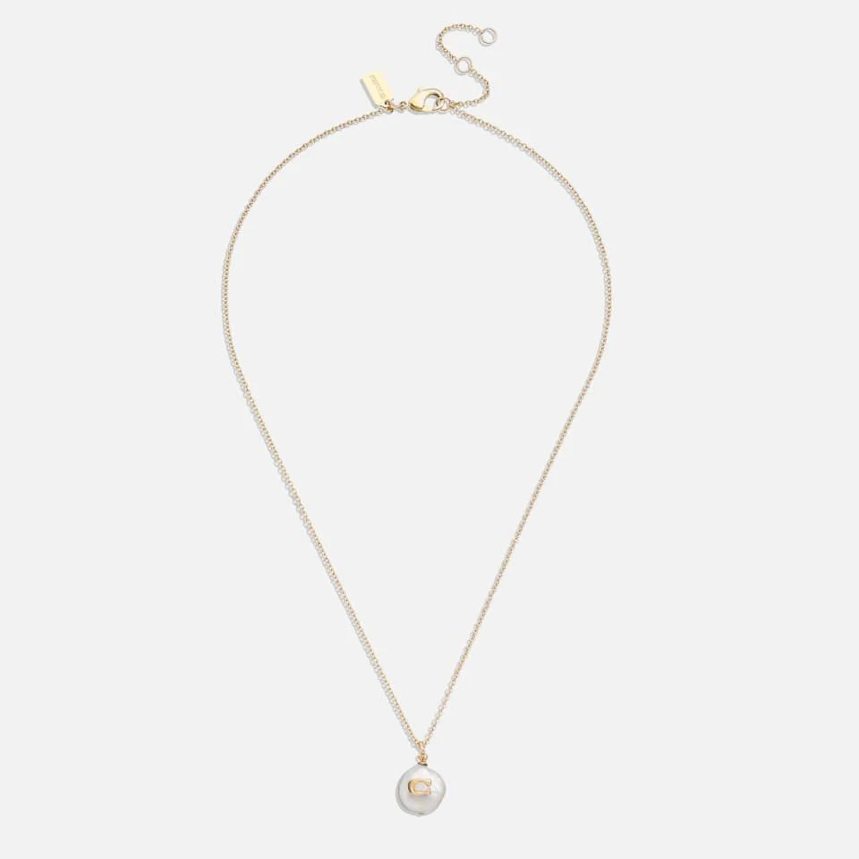 Coach Coach Coin C Faux Pearl Short Pendant Necklace 2
