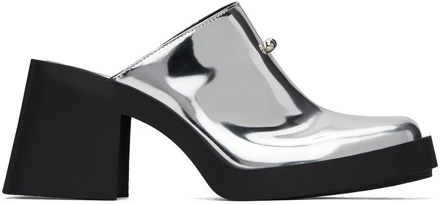 Justine Clenquet Silver Raya Mules 1