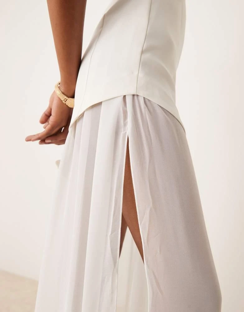 Shop ASOS DESIGN structured bandeau maxi dress with chiffon thigh split  skirt in ivory on Sale at BeyondStyle  Get 21% Off ASOS DESIGN structured bandeau  maxi dress with chiffon thigh split