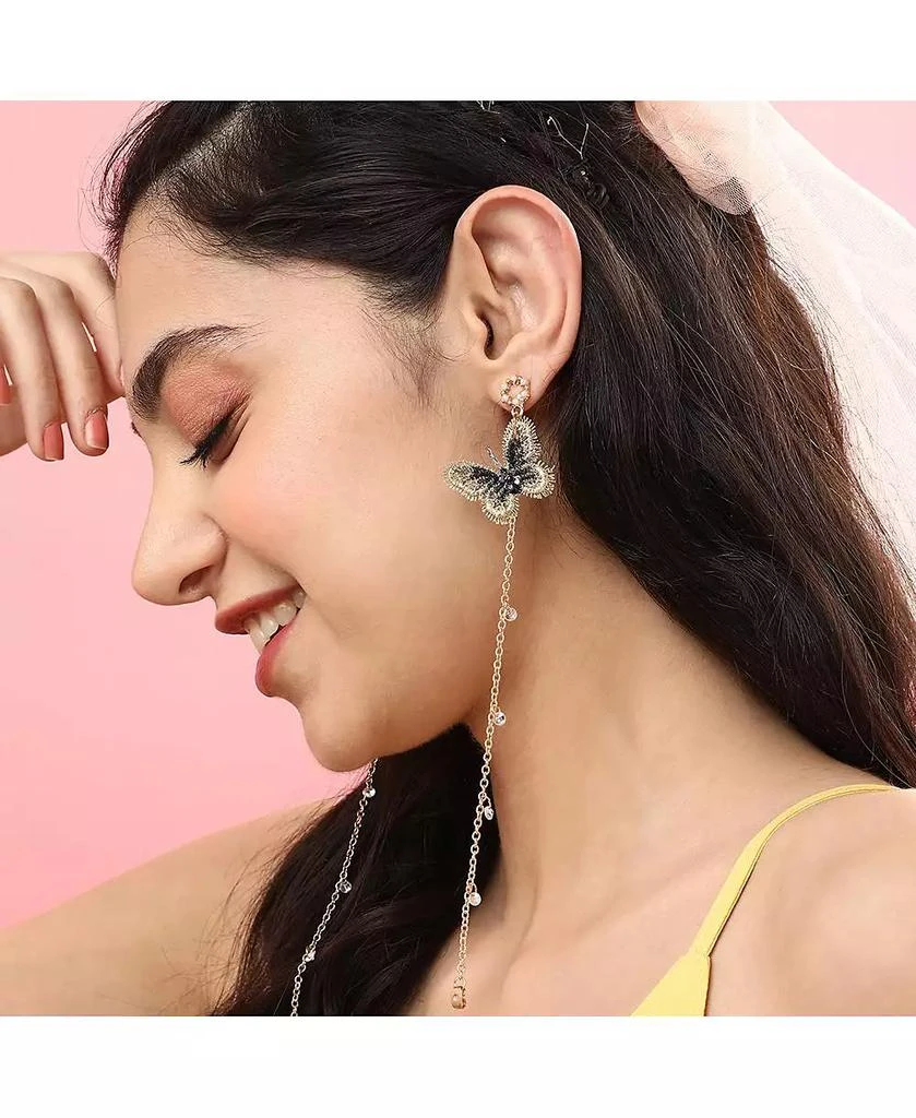 SOHI Women
s Green Embellished Butterfly Drop Earrings 3