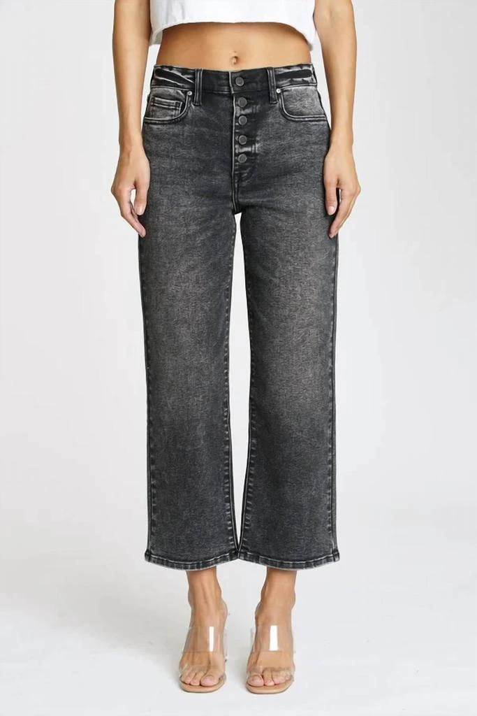 eunina High Rise Wide Leg Crop Jean In Black 1