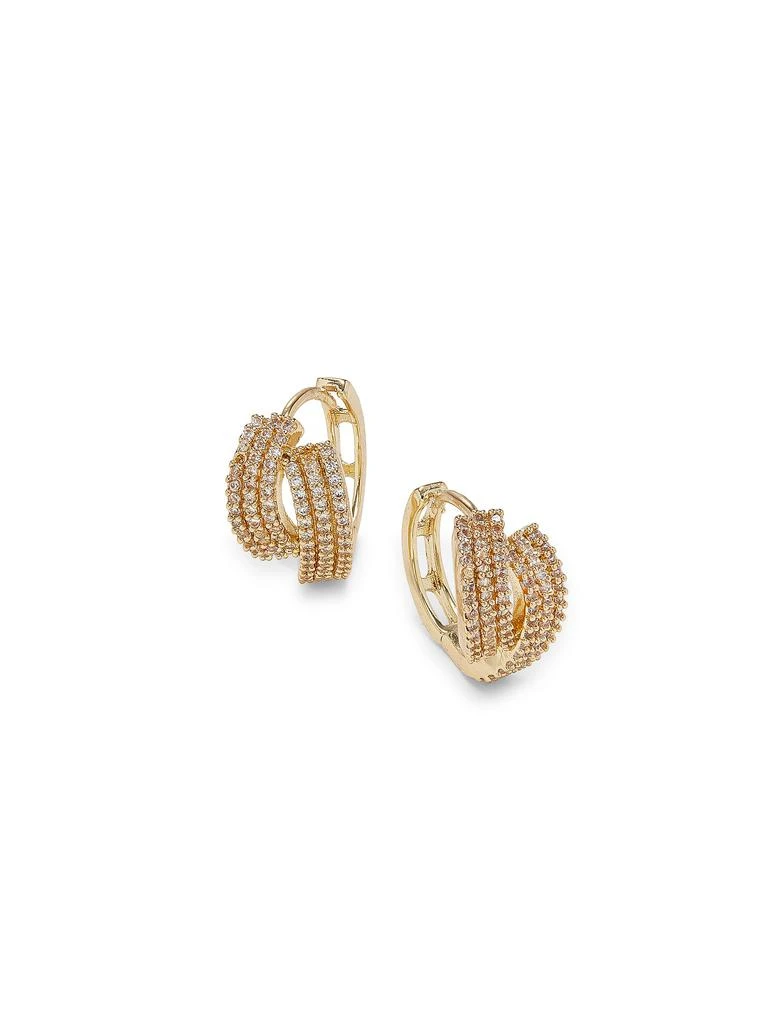 AREA Crystal Bloom 14K Goldplated Huggie Earrings