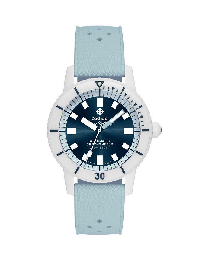ZODIAC Ceramic Compression Diver Automatic Rubber Strap Watch, 41mm