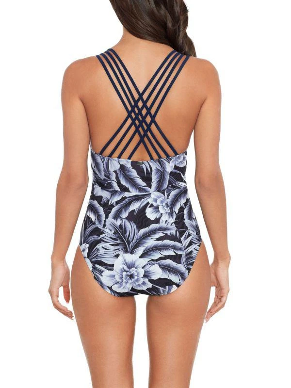 Amoressa by Miraclesuit Blue Panther Horizon Floral One-Piece Swimsuit 2