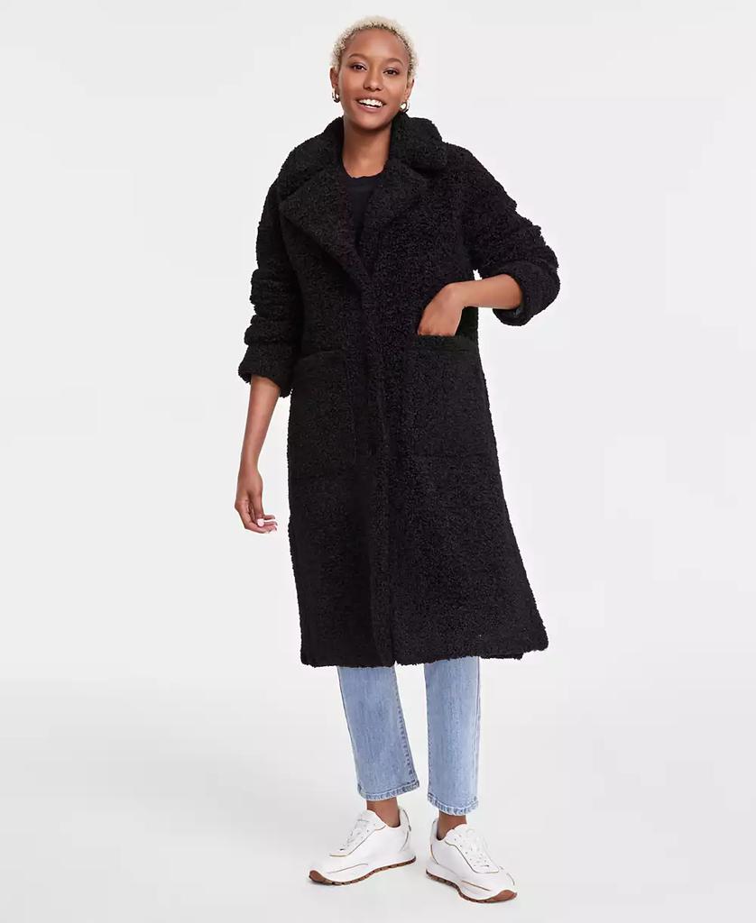 BCBG Women's Notched-Collar Teddy Coat