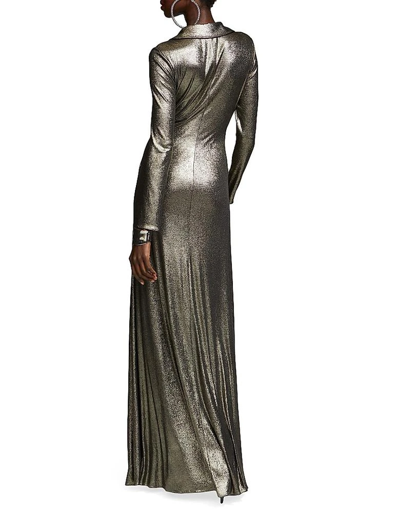 knee length dresses for ladies XL Y2K Halston Heritage Dress Metallic Silver Wet-Look Formal Prom Eve –  Style & Salvage main image 0