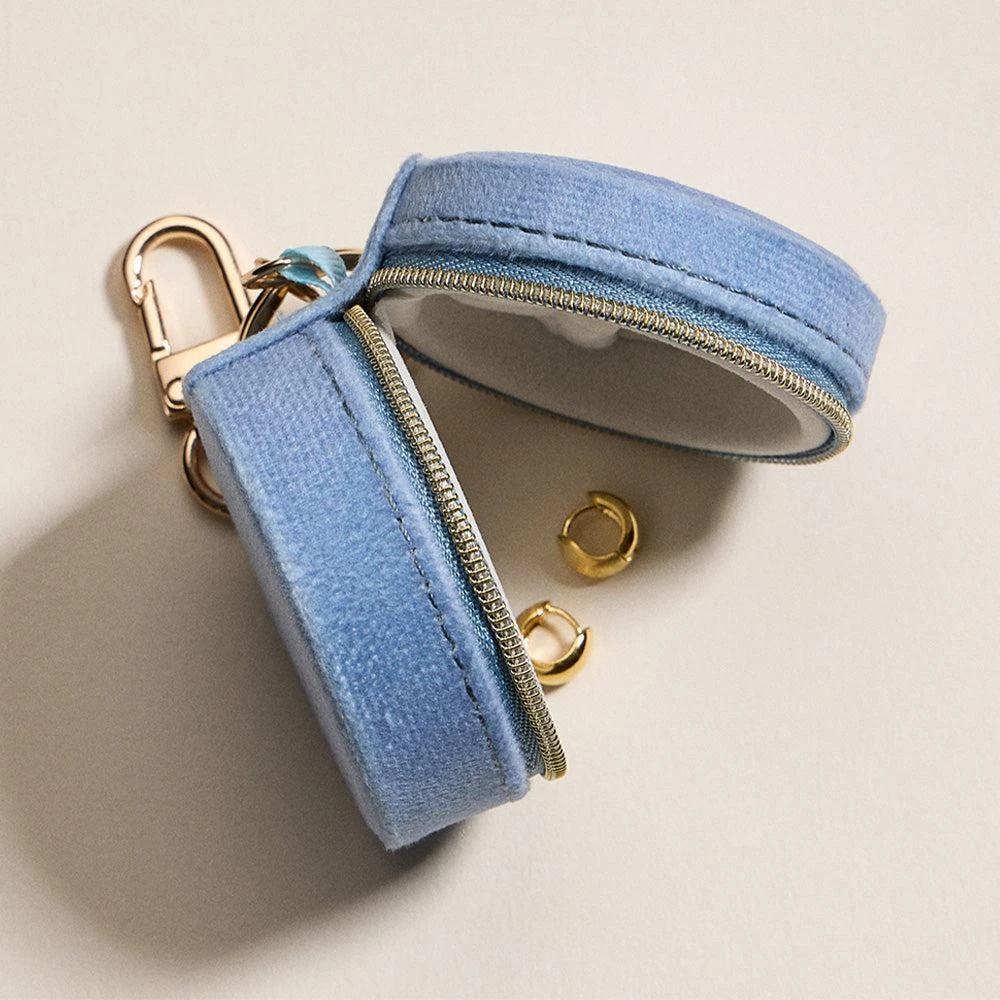 FASHNZFAB LUCKY Embroidered Round Shaped Travel Jewelry Case Keychain Bag Charm 5