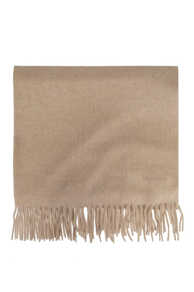 【送料&関税込】Max Mara Logo Embroidered Fringed Scarf Max Mara Max Mara Logo Embroidered Fringed Scarf
