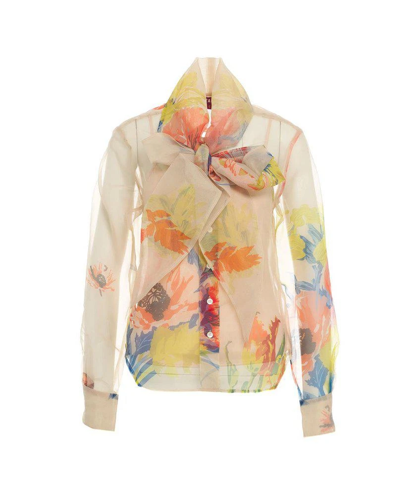 Staud Staud Maryn Floral Print Semi-Sheer Blouse 1