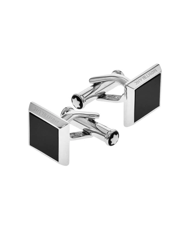 MontBlanc Montblanc Sartorial Square Black Onyx Inlay Steel Men
s Cufflinks 115061