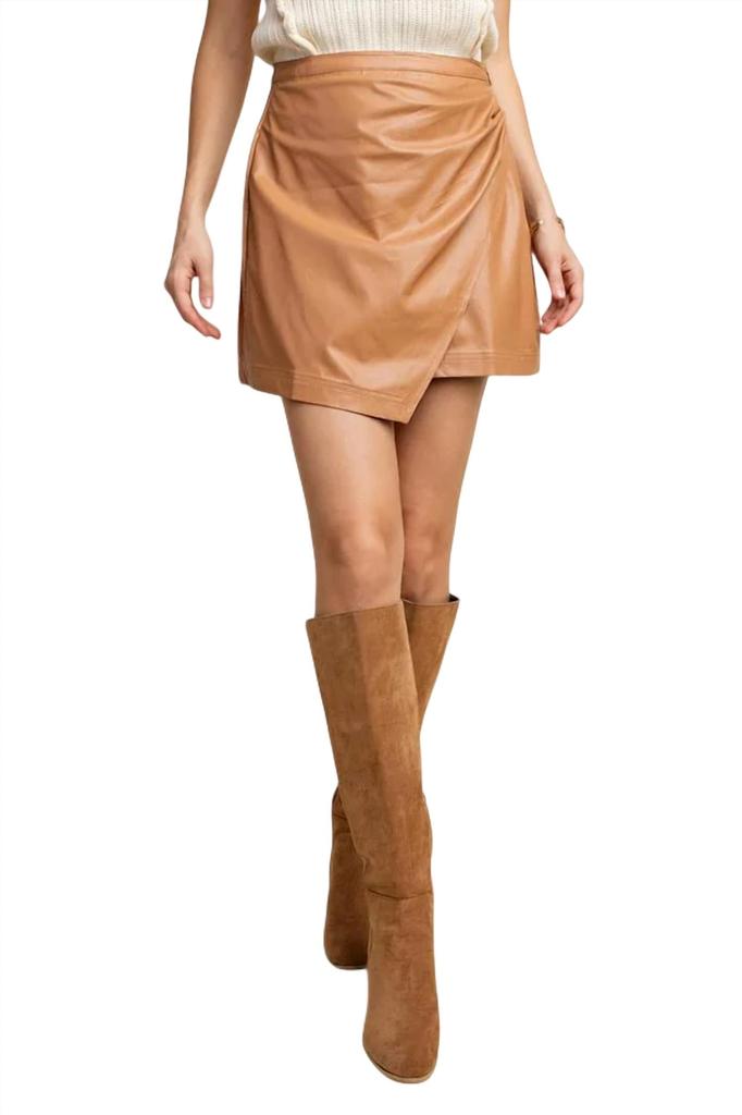 Kori Kori - Faux Leather One Side Tucking Mini Skirt