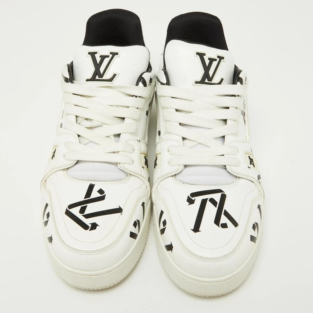Louis Vuitton Louis Vuitton White/Black Monogram Faux Leather LV Trainer Sneakers Size 41 3