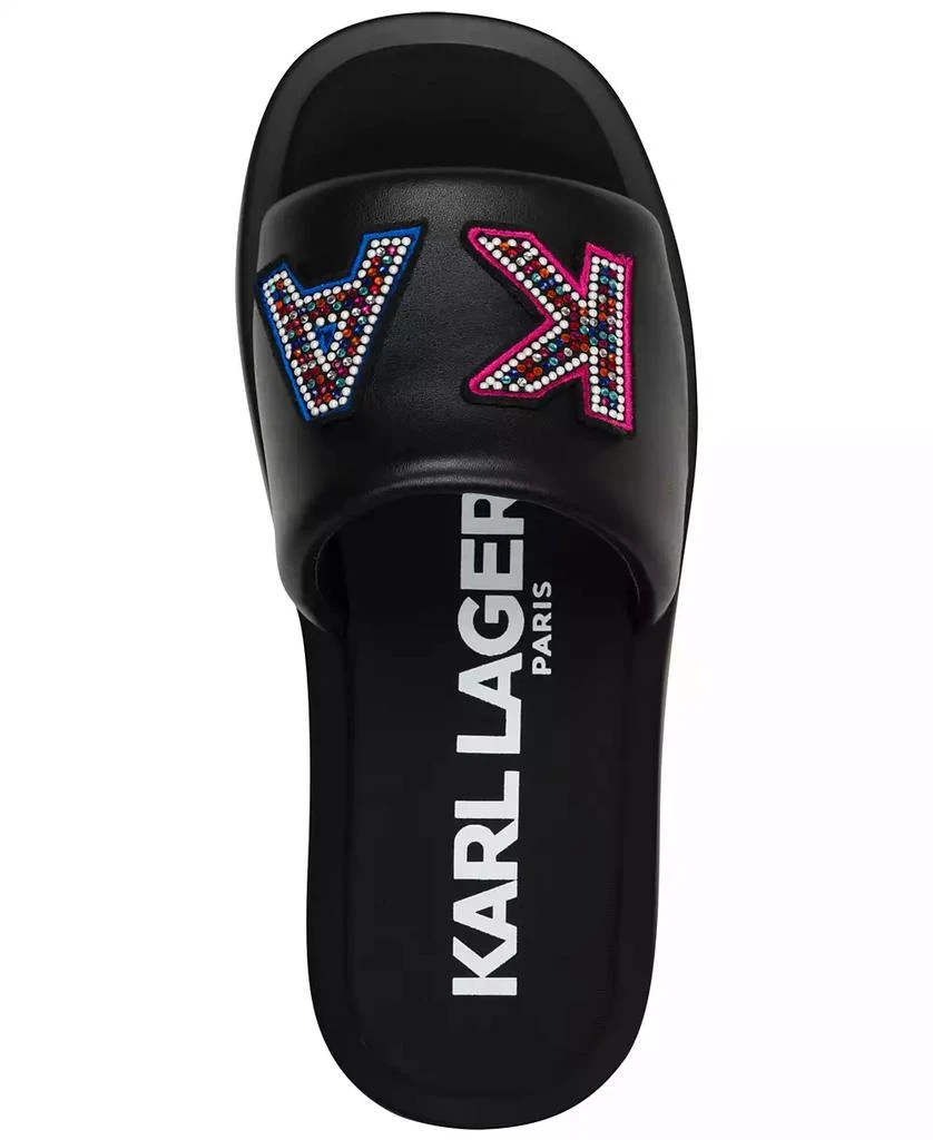 Karl Lagerfeld Paris Women
s Opal Stone Platform Slide Flat Sandals 4