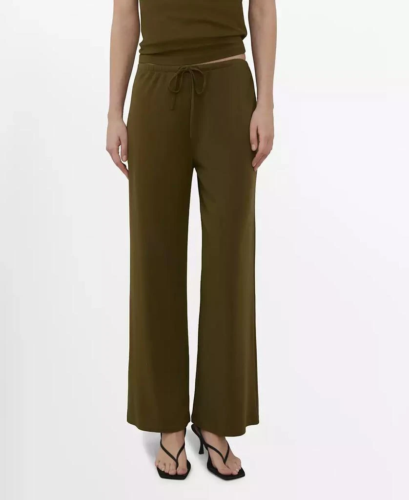 Mango Women
s Elastic Waist Straight-Fit Pants