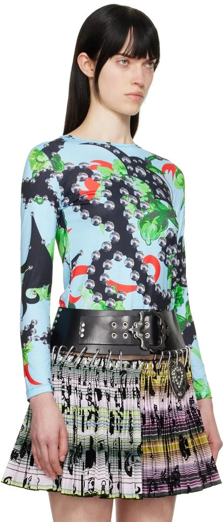 CHOPOVA LOWENA Blue Spangle Tangle Fitted Jersey T-shirt 2