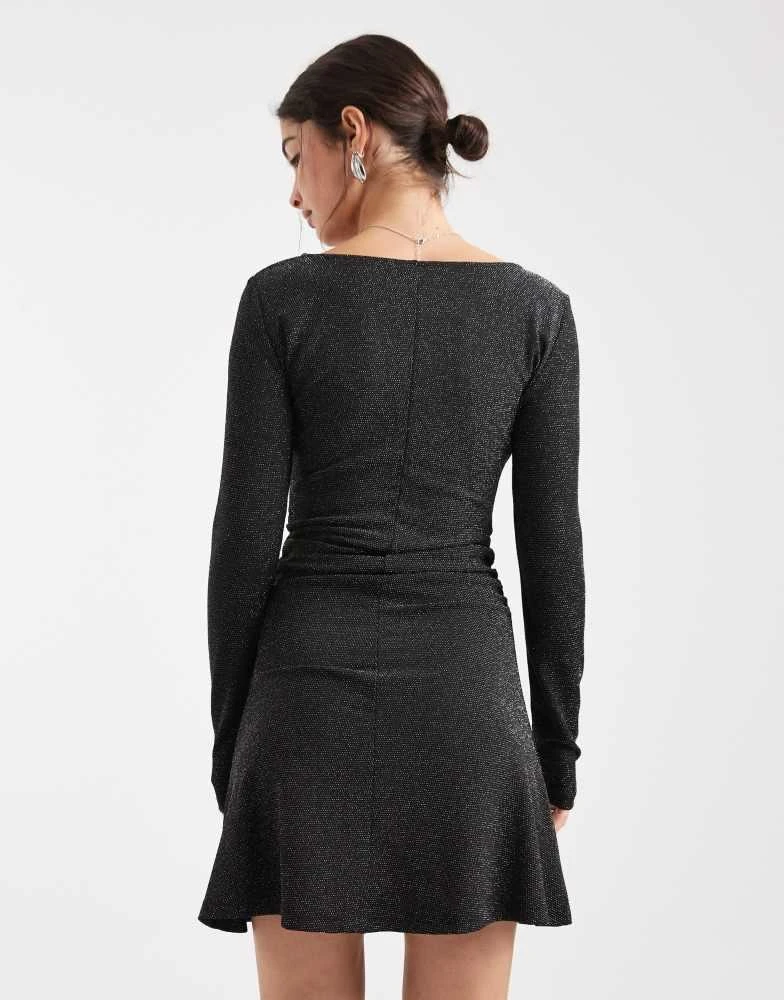 Vero Moda glitter long sleeve ruched mini dress in black and silver  On  Sale Now with Up to 16% Off | Discover Exclusive Deals & Savings at  BeyondStyle  Authentic VERO