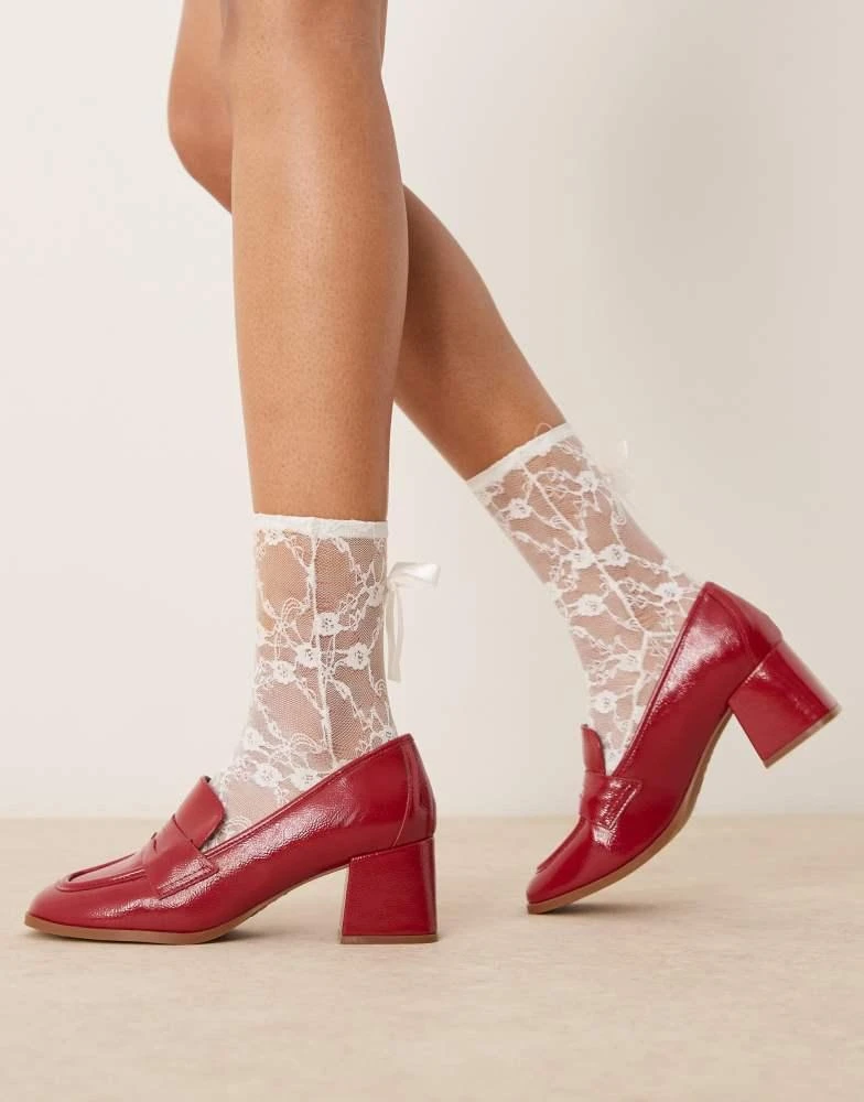 New Look New Look heeled loafer in red 3
