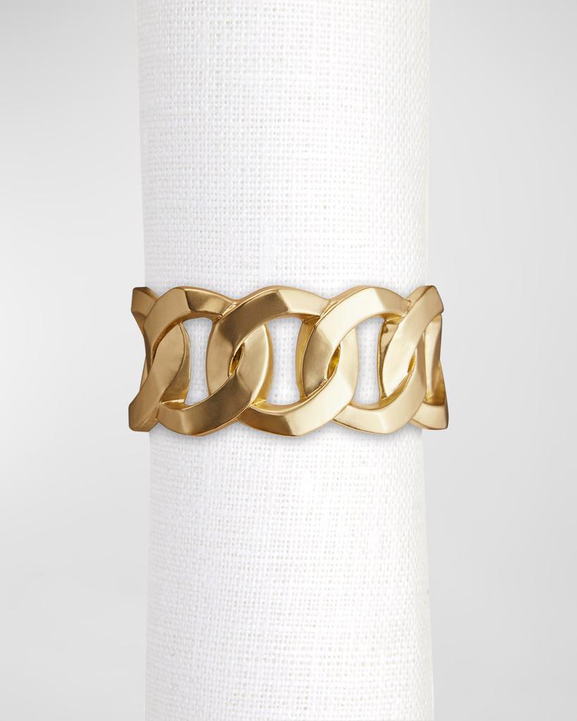 L'Objet Cuban Link 24K Gold Napkin Rings Jewels, Set of 4