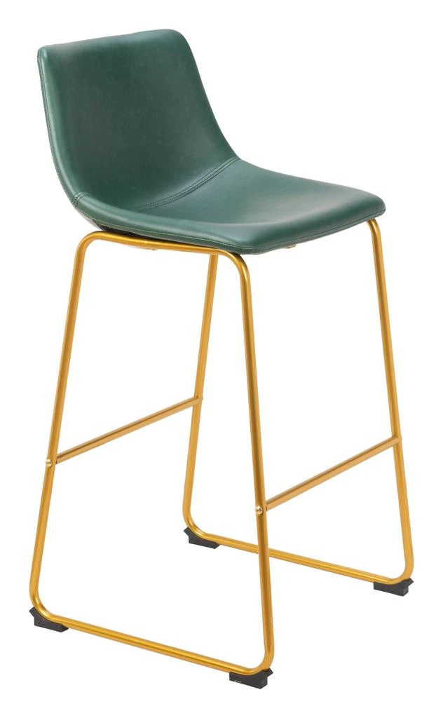 Zuo-Mod Augusta Barstool (Set of 2) Green & Gold 3