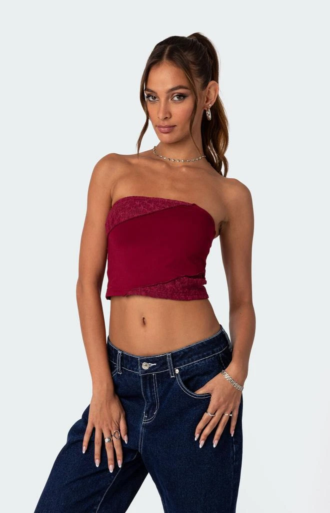Edikted Lace Patchwork Tube Top 4