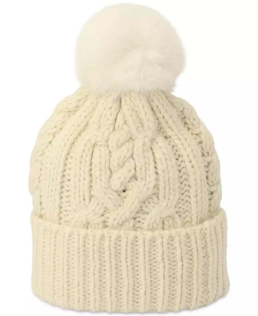 Michael Kors Soft Knit Tangled Aran Cuff Pom Beanie 3