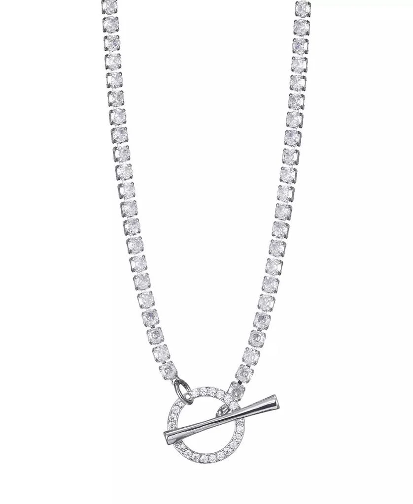 ADORNIA Silver Crystal Toggle Tennis Necklace