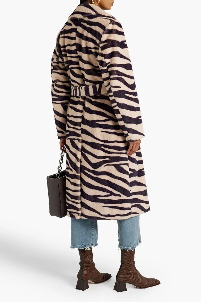 STAND STUDIO Winnie belted zebra-print faux fur coat 3