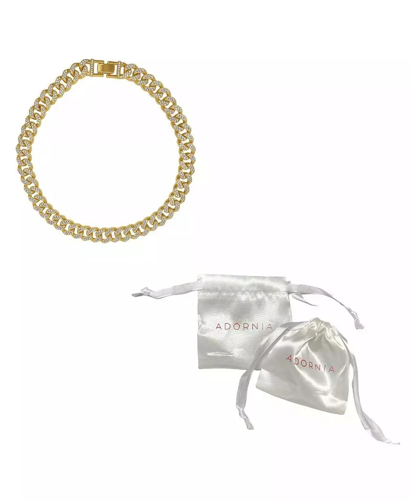 ADORNIA Women's Gold-Tone Plated Crystal Thick Cuban Curb Chain Necklace 3
