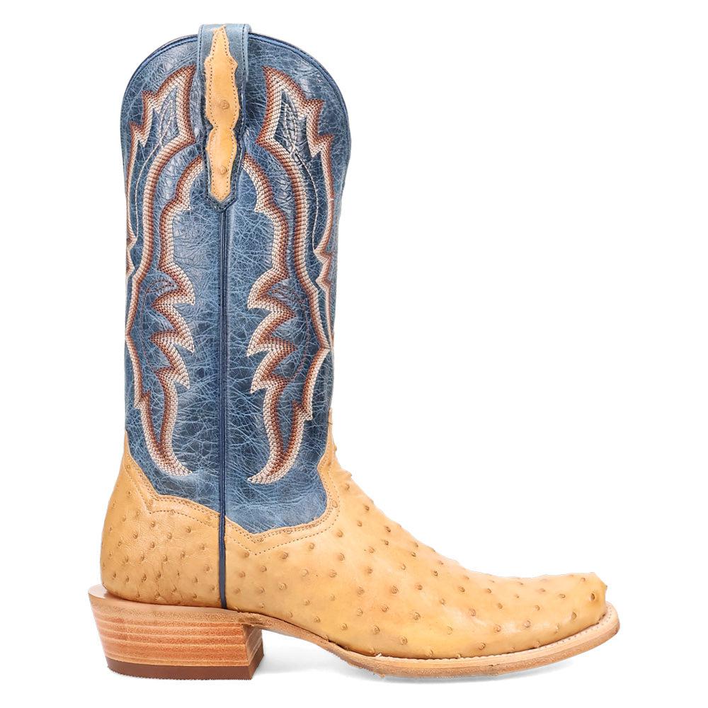Dan Post Boots Brady Full Quill Ostrich Embroidered Square Toe Pull On Cowboy Boots
