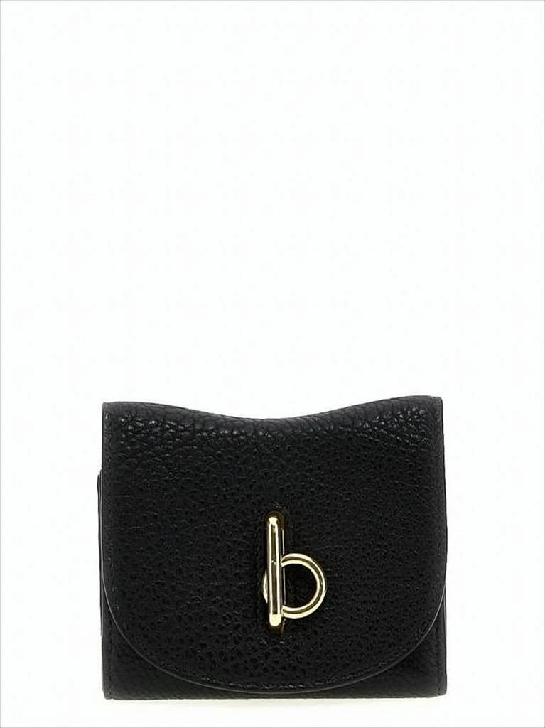 Burberry Textured Leather Wallet with Gold-tone Clasp