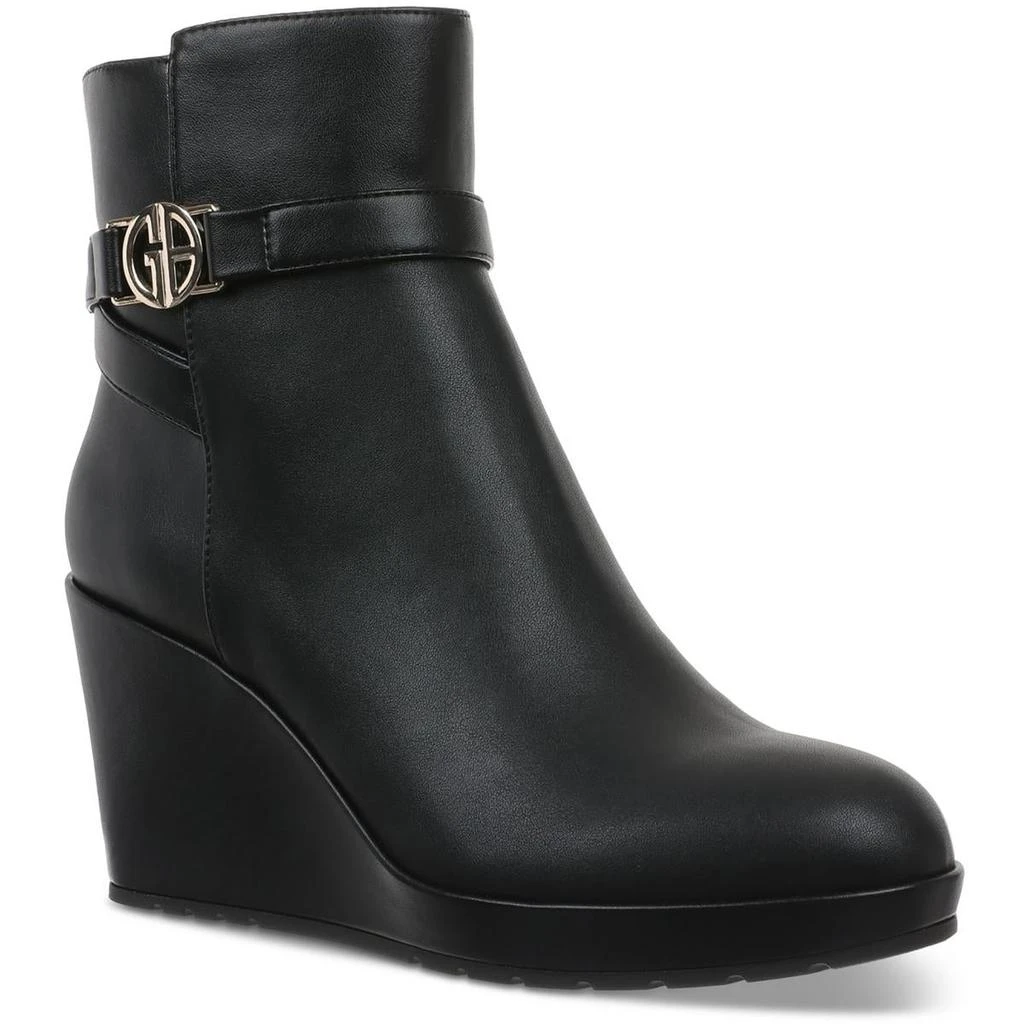 Giani Bernini Gloria Womens Belted Faux Leather Wedge Boots 1