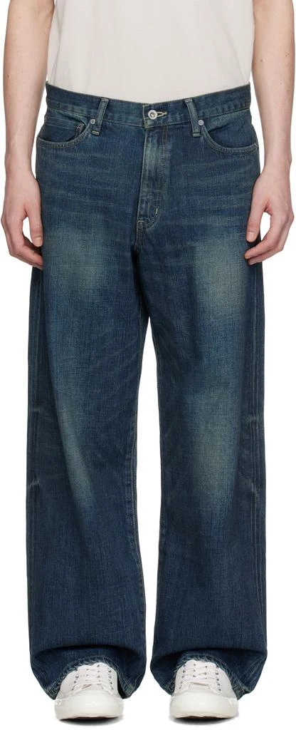 NEIGHBORHOOD Blue Washed Denim DP Wide Jeans 1