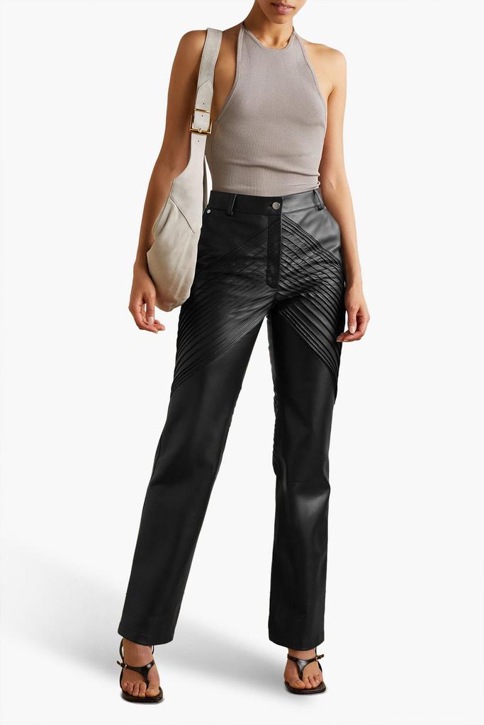 Peter Do Two-tone leather straight-leg pants