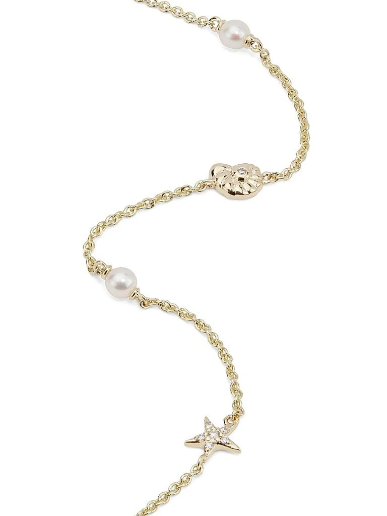 Sydney Evan 14K Yellow Gold, Cultured Freshwater Pearl 
0.03 TCW Diamond Sea Charm Bracelet 3
