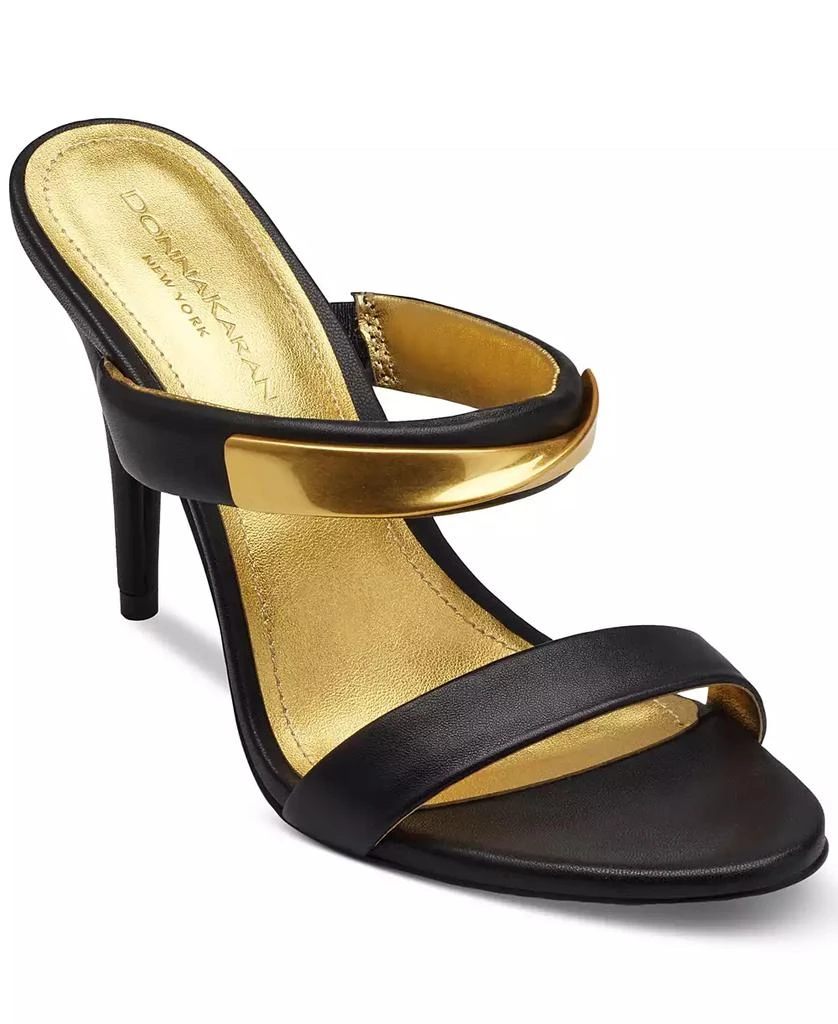 Donna Karan Women's Sabina Leather Double Band Slide Stiletto Heel Dress Sandals 1