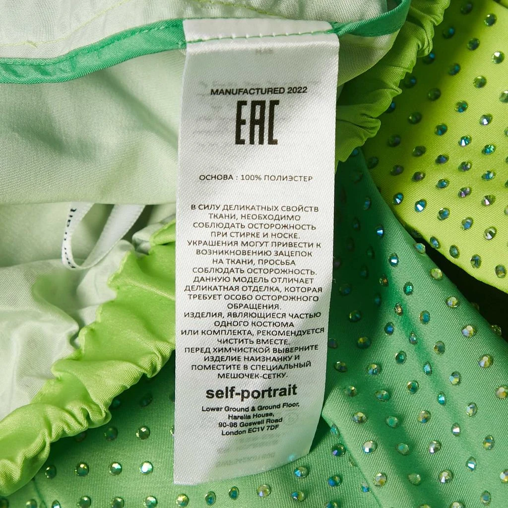 Self Portrait Self-Portrait Neon Green Rhinestone Embellished Taffeta Shirt &Shorts Set S/L 5