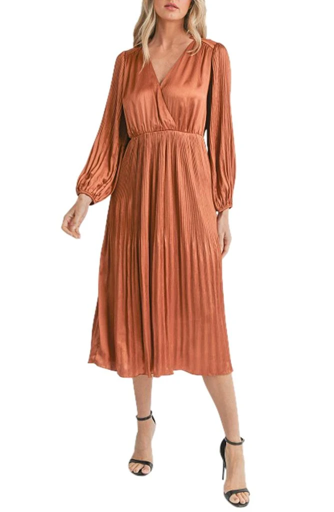 Mila Mae Pleated Long Sleeve Midi Dress 1