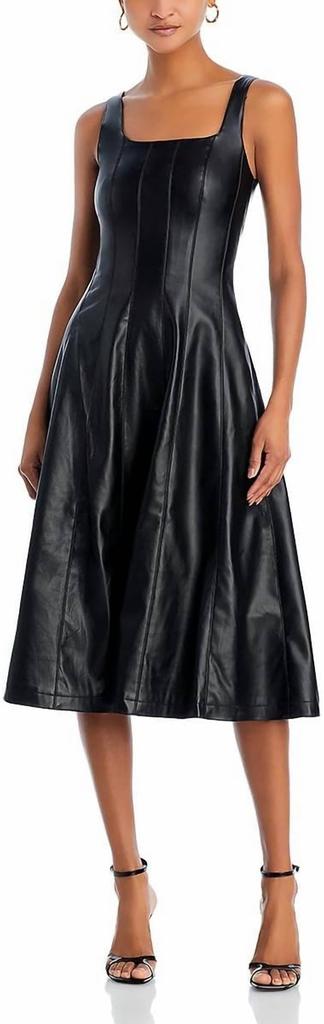 Avec Les Filles Avec Les Filles - WOMEN'S FAUX LEATHER SLEEVELESS MIDI DRESS