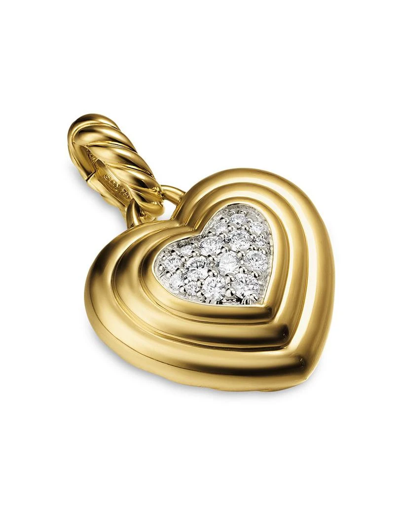 David Yurman Puffy Heart Amulet in 18K Yellow Gold with Diamonds, 17mm 3