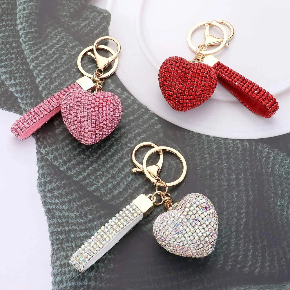 FASHNZFAB Bling Heart Keychain Bag Charm 3