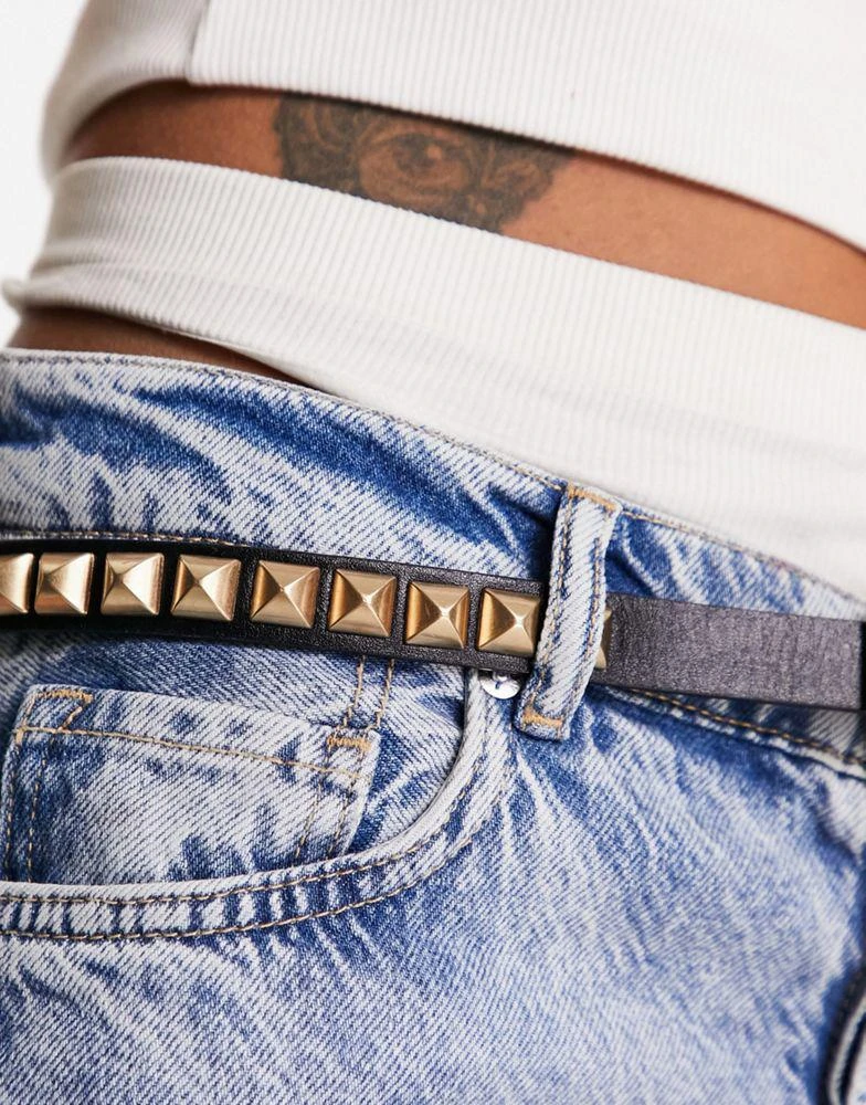 ALL SAINTS AllSaints 18mm leather stud belt in black 2