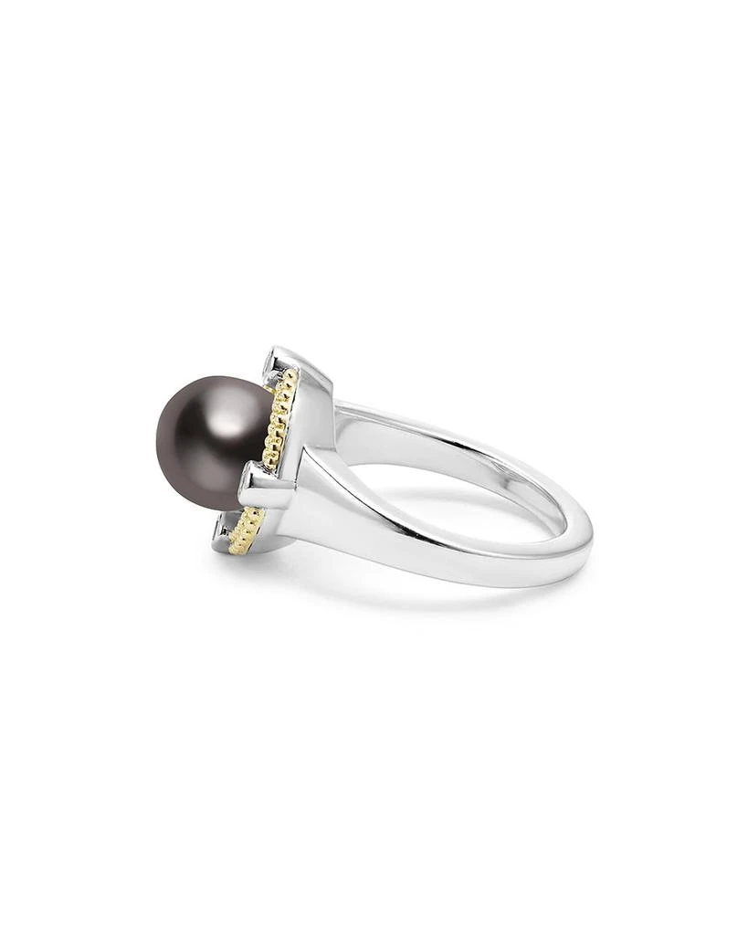 LAGOS 18K Yellow Gold
Sterling Silver Luna Black Tahitian Pearl
Diamond Halo Ring 4