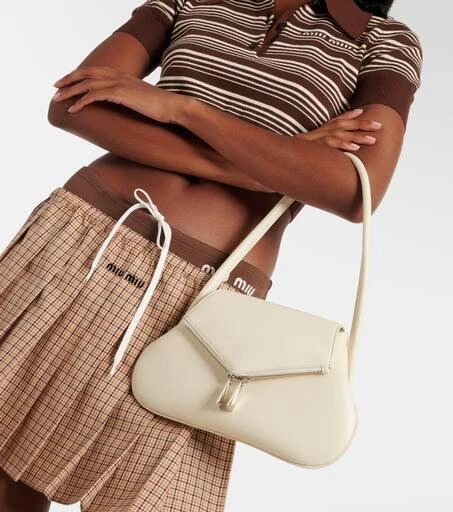 Amina Muaddi Gemini Flat leather shoulder bag 6