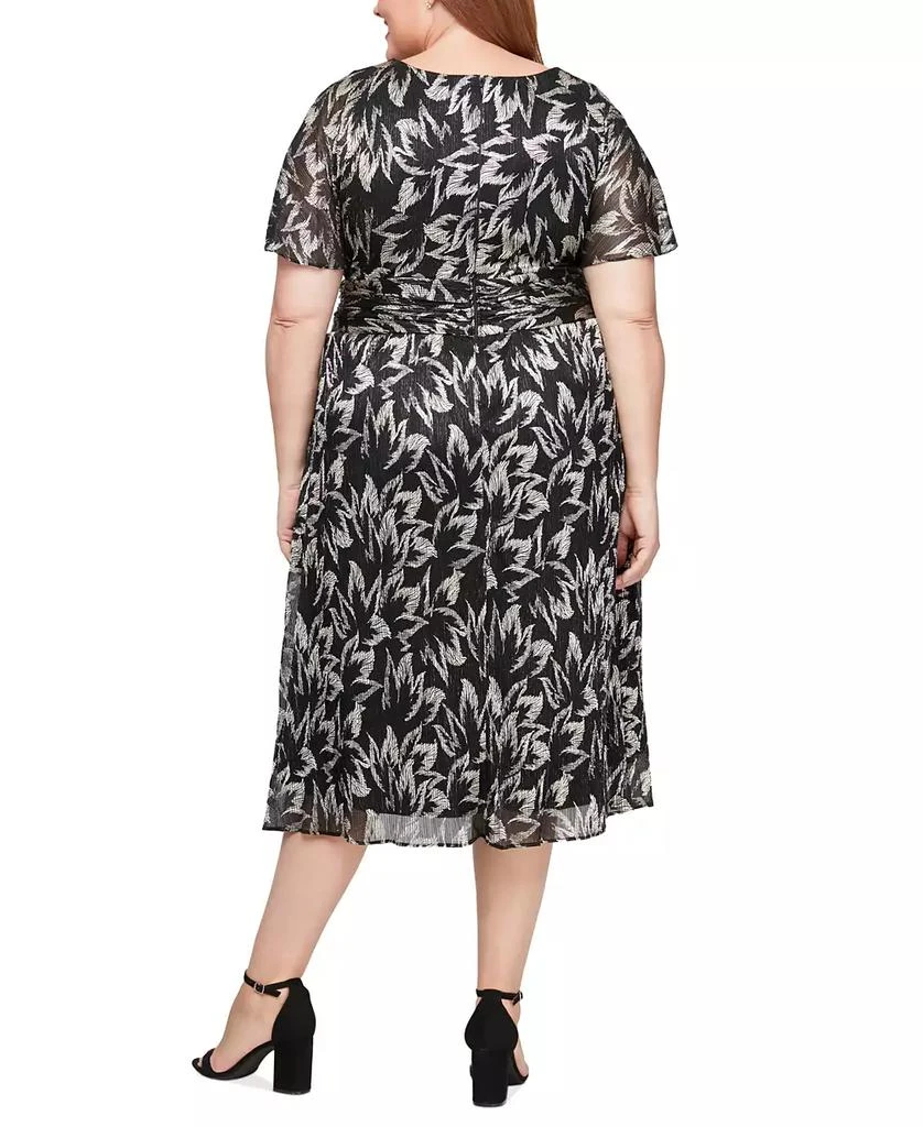 SL Fashions Plus Size Metallic Print Flutter-Sleeve A-Line Dress 2