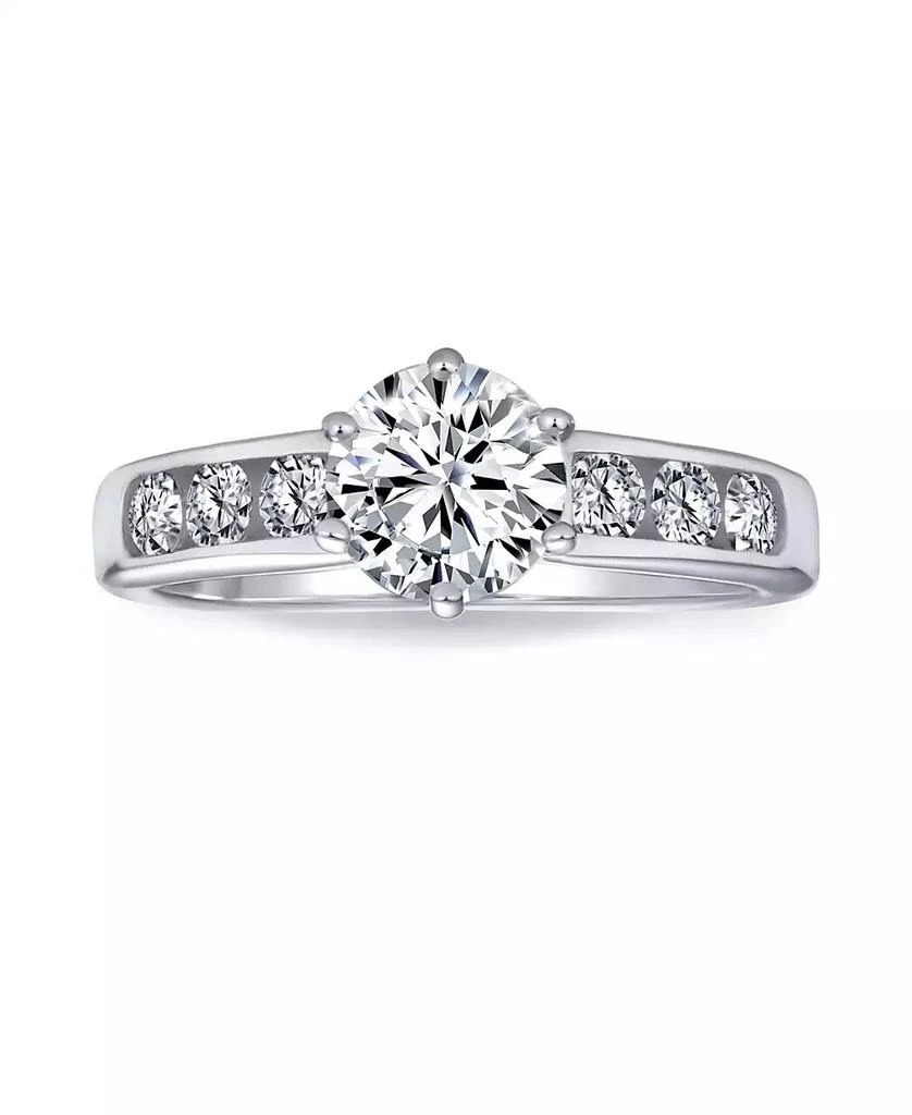 Bling Jewelry Classic 4CT CZ Round 6-Prong Solitaire Promise Ring .925 Sterling Silver Cubic Zirconia Pave Band
